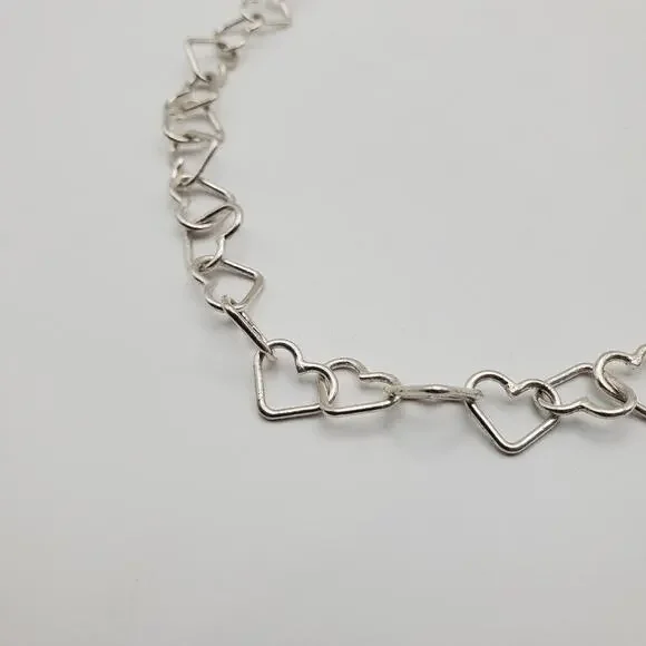 Milor Italy 925 Sterling Silver Open Heart Links 18” Necklace 20.5 Grams - Picture 3 of 8